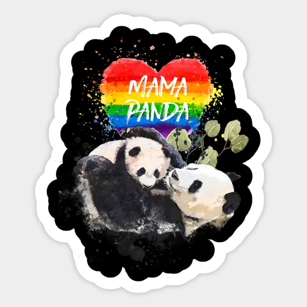 Lgbt Pride Mama Panda Bear Rainbow Love Sticker by hony.white